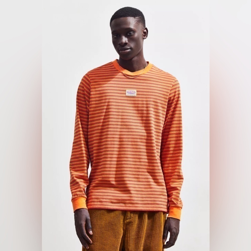 Lazy Oaf Vibrant Orange Striped Long Sleeve Shirt
